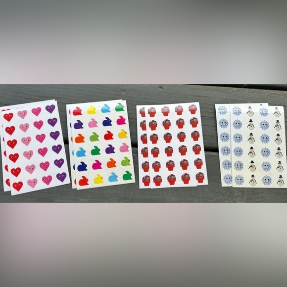 Other - Colorful Hearts, Bunny’s, Flower Pots, and Snowman Sticker Set- New! Unused!
